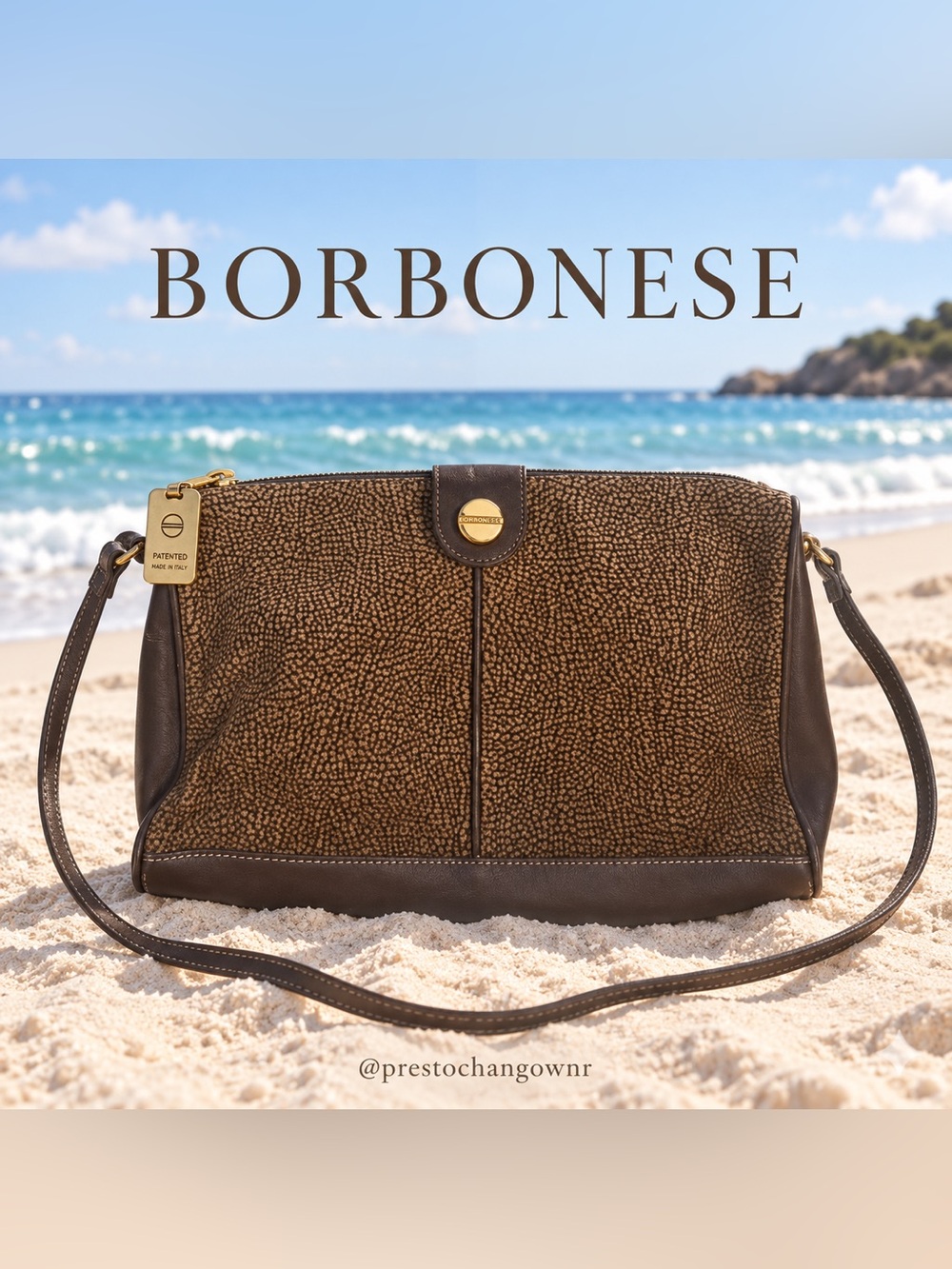 Vintage Borbonese Redwall OP Brown Suede Crossbody Bag Made in Italy